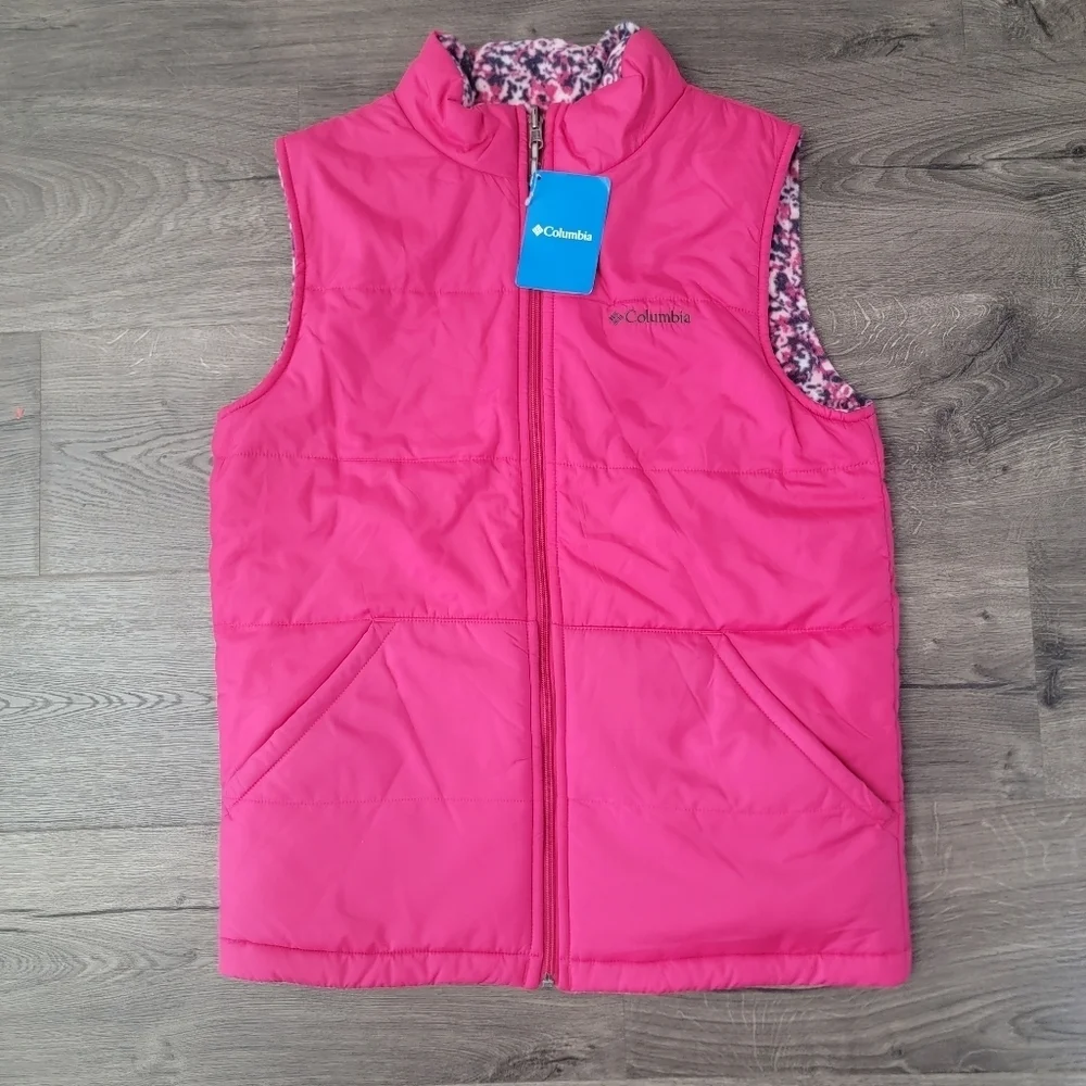 Columbia pink reversible vest size youth XL NWT